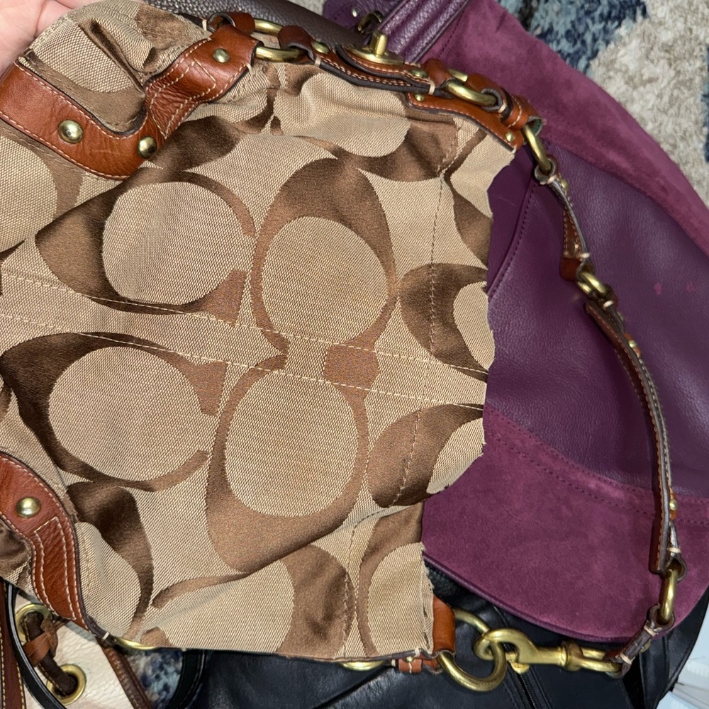 Coach Tan and Brown Shoulder Bag